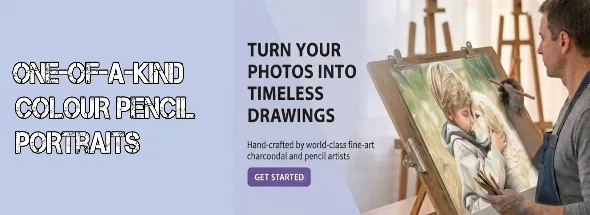 Detailed colour pencil portrait drawing made from a customer’s photo.